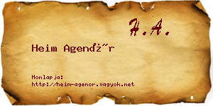 Heim Agenór névjegykártya